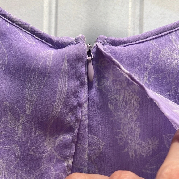 Chaps Women's Lavender Purple‎ White Faux
Wrap Lined Dress. Size 12. - Picture 11 of 14